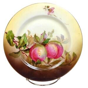 Antique J&C Bavaria Display Plate HP Plums G.H.B.C Fruit Themed Decorative